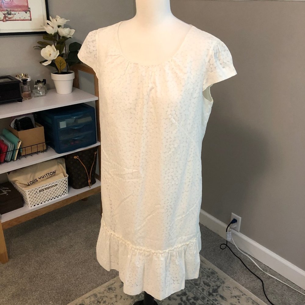 GAP Ivory Drop Hem Dress with Pattern Detail